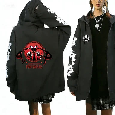 Trendy Anime Hooded Cardigan Unisex Harajuku Style Casual Fashion Long Sleeve Jacket Autumn Winter Fleece Zipper Sweatshirt