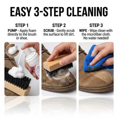 Premium Shoe Cleaner Kit Waterless Foam Brush Cloth Set Suede Nubuck Leather White Sneakers Trainers Stain Remover Care