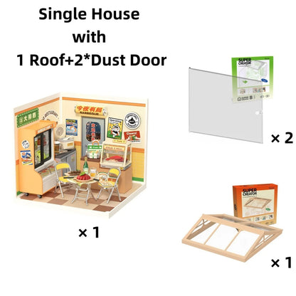 Rolife Night Out Food Stall DIY Modern Miniature House Themed Restaurant Assembly Model Kit For Model Enthusiasts Kids Adults