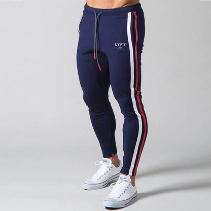 New Patchwork stripes Pants Men's Straight sports Clothing Solid color sweatpants Versatile Joggers Woven Casual Male Trousers