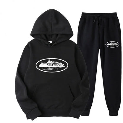 NICE Loose Unisex Fleece-lined Printed Sweatshirt Hoodie Set Devil Prisoner Pattern Eco-Friendly Soft Comfortable Casual Wear