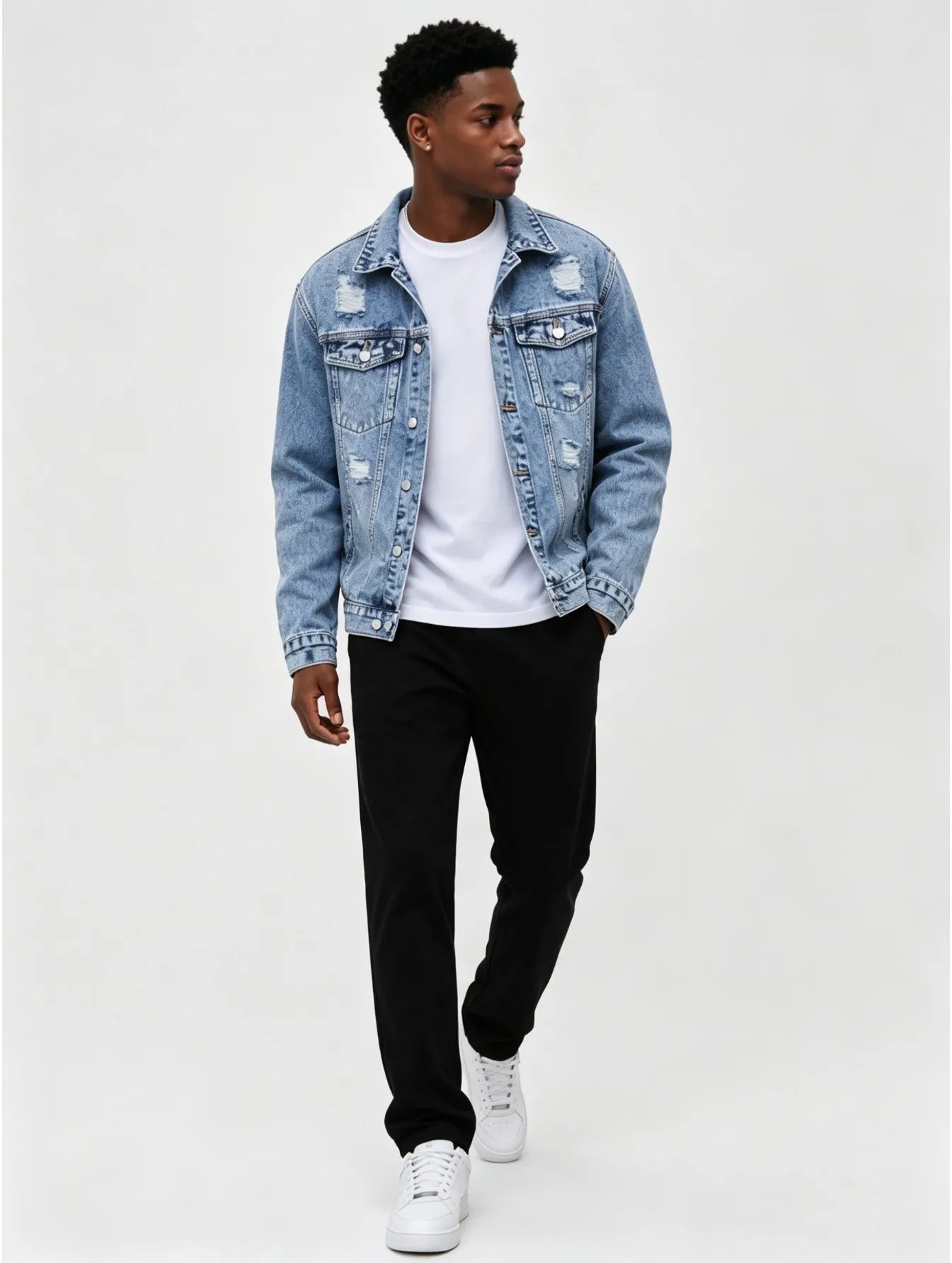 1PC Daily Stylish Denim Coat Outdoor Men Casual Jacket Undecorated Look Not Hoodie