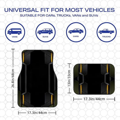 Black Gold Olive Green Tech Geometric Car Floor Mats 4PCS Universal Futuristic Sport Non-slip Foot Mats Interior Accessories
