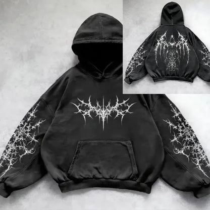 Fashionable Hoodie Sweatshirt Women's Harajuku Style Printed Front Back Hooded Top Ladies Casual Streetwear Polyester Fiber