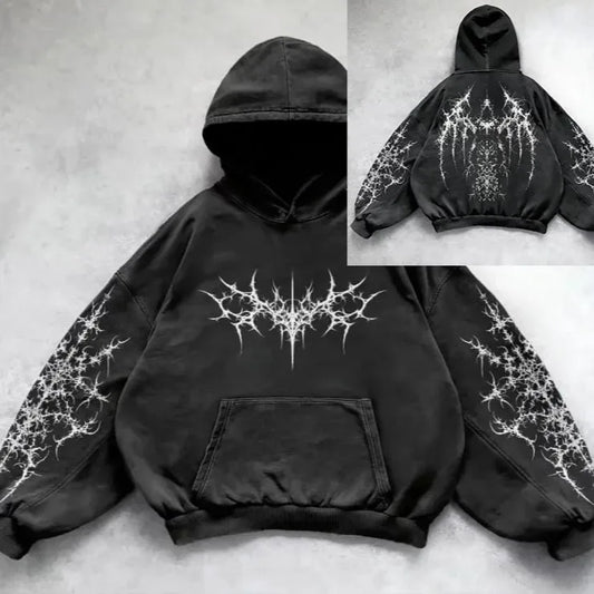 Fashionable Hoodie Sweatshirt Women's Harajuku Style Printed Front Back Hooded Top Ladies Casual Streetwear Polyester Fiber