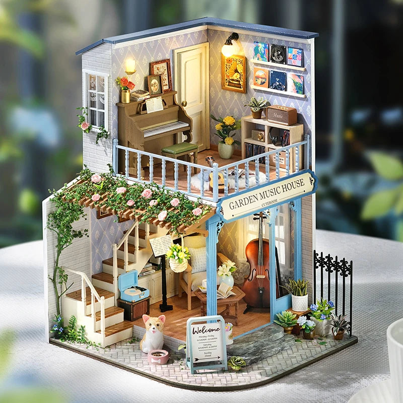DIY 3D Puzzles Wooden Dollhouse Furniture Light Kit Doll House Casa Miniature Accessories Wooden Toys For Xmas Birthday Gift