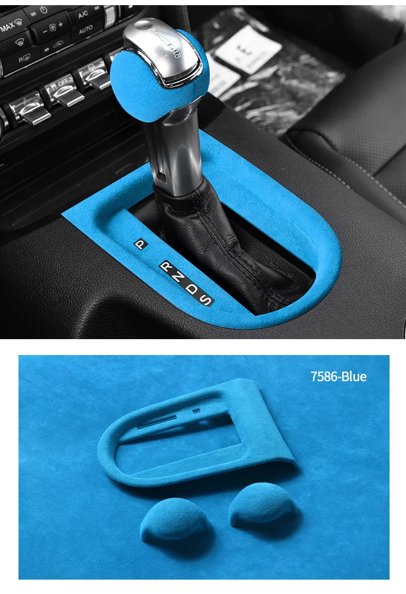 Made of Alcantara For Mustang Car Center Console Gear Shift Panel Trim Sticker and Gear Shift Boot Cover Interior Accessories