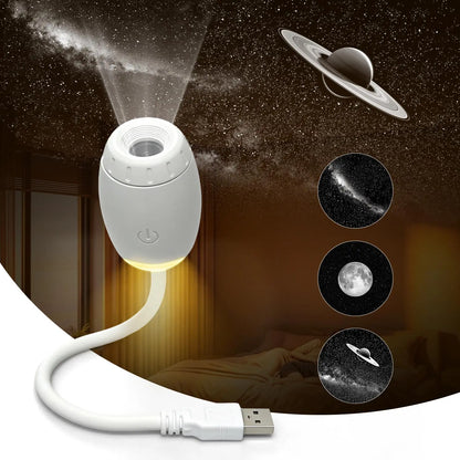 Romantic LED Starry Sky Night Light USB Powered Saturn Galaxy Projector Lamp for Car Roof Party Room Ceiling Decor Plug and Play