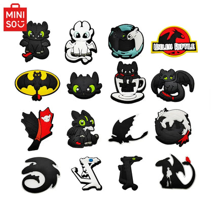 1-16pcs Cartoon Dragon Shoe Charms PVC Anime Shoes Accessories Fashion Boys Sandals Garden Shoe Buckle DIY Charms