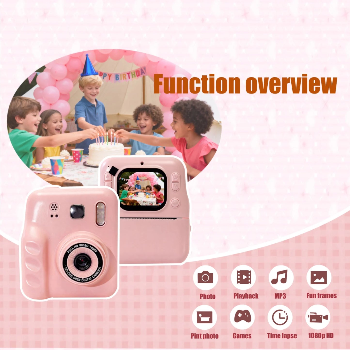 Children's Instant Print Camera Hd 1080P Capable of Taking Photos and Videos, Thermal Printing Instant Camera, Educational Toy for Babies, Birthday Gift / Children's Instant Print Camera, Hd Video Digital Camera, Portable Cam