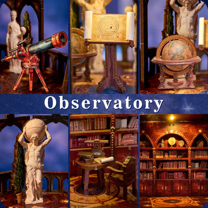 Book Nook Kit Observatory DIY 3D Wooden Puzzle Bookshelf Insert Dollhouse Model Bookend Building Home Decoration Gifts