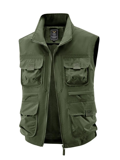 Outdoor Cycling Mountain Climbing Fishing Hiking Fashionable Tourism Camping Solid Color Versatile Casual Workwear, Loose Vest