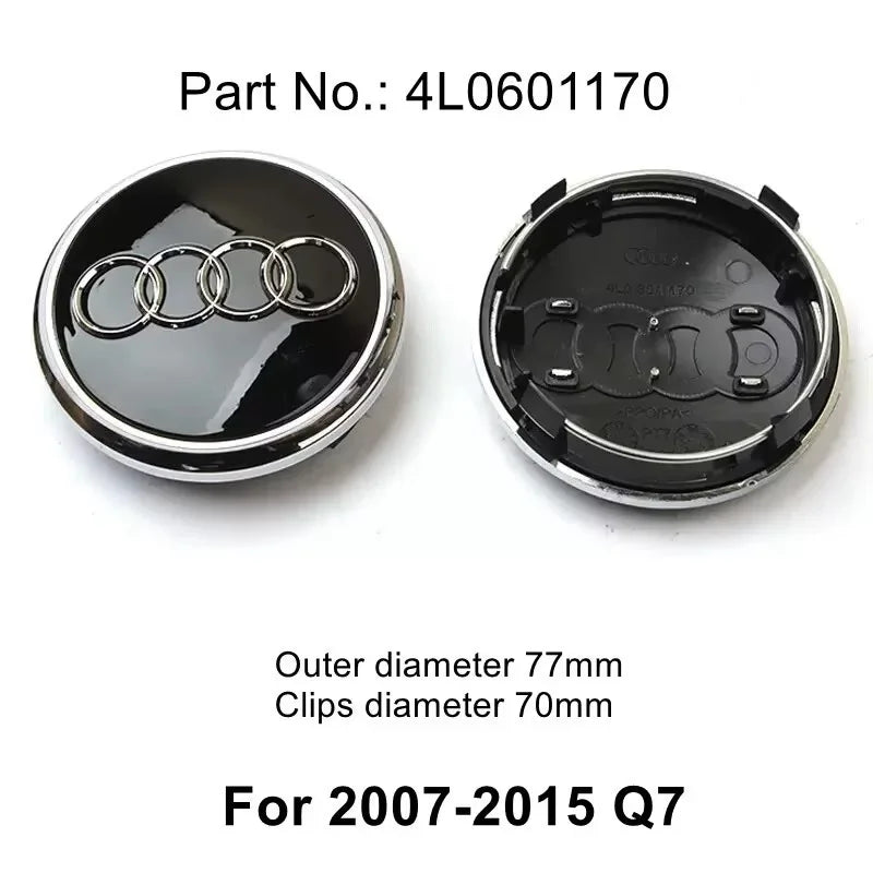 4pcs Audi Wheel Center Cap Hub Covers 60mm-135mm Car Styling Badge Auto Accessories Compatible with A3 A4 A5 A6 A7 S4 Q7 Q3