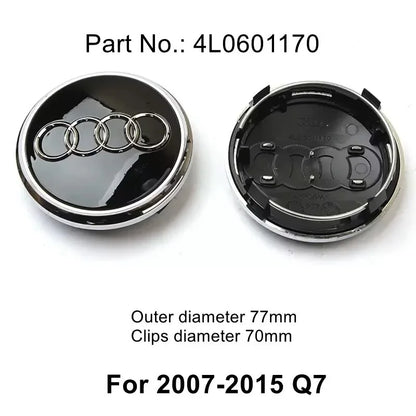 4pcs Audi Wheel Center Cap Hub Covers 60mm-135mm Car Styling Badge Auto Accessories Compatible with A3 A4 A5 A6 A7 S4 Q7 Q3