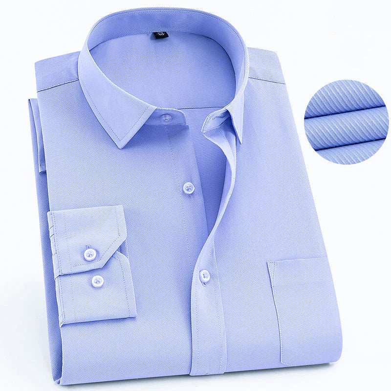 Men's Long Sleeved Classic Dress Shirt Spring Summer White Black Blue Pink Red Solid Chemise Homme Male Business Casual Shirts