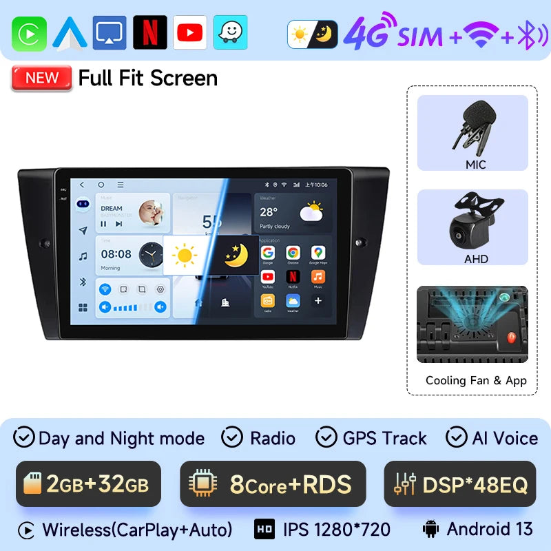 JIUYIN Car Radio For BMW 3-Series E90 E91 E92 E93 wireless CarPlay Android Auto car intelligent systems No 2 din 2din DVD