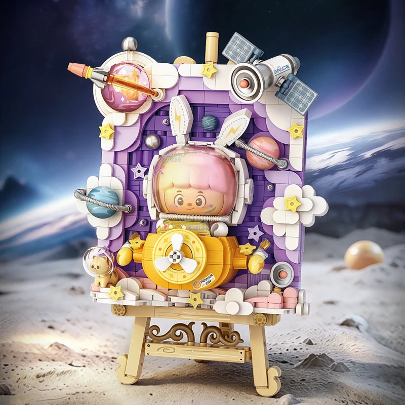 LOZ Space Travel Astronaut 3D Picture Light Board Creative Ornament MOC Building Blocks Educational Toys Birthday Toys Gift