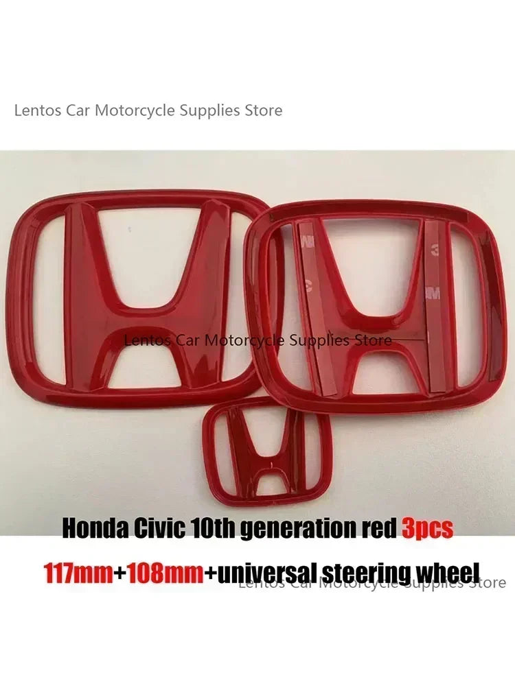 Black Red Front Rear Cover Steering Wheel Emblem Modification Sticker for Honda 10th Accord Civic Exterior Tuning Parts