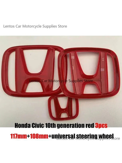 Black Red Front Rear Cover Steering Wheel Emblem Modification Sticker for Honda 10th Accord Civic Exterior Tuning Parts