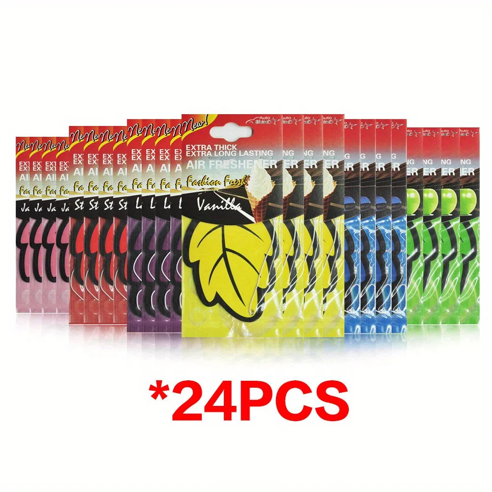 6/12/18/24/48/60pcs Leaf Shape Car Air Freshener Natural Tea Paper Auto Hanging Vanilla Perfume Fragrance Accessories Interior