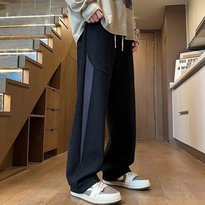 Autumn Winter Men’s Thermal Joggers Soft Fleece Lined Straight Trousers Loose Fit Casual Pants for Outdoor School