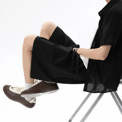 Summer Shorts for Men Breathable Loose Oversized Straight Casual High Street Elastic Waist Bermudas Shorts Baggy Casual Bottoms