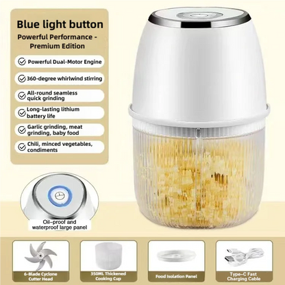 TINSOL 350ml Mini Food Chopper Electric Meat Grinder Garlic Press USB Multi-Function Slicer Blender Kitchen Food Processor