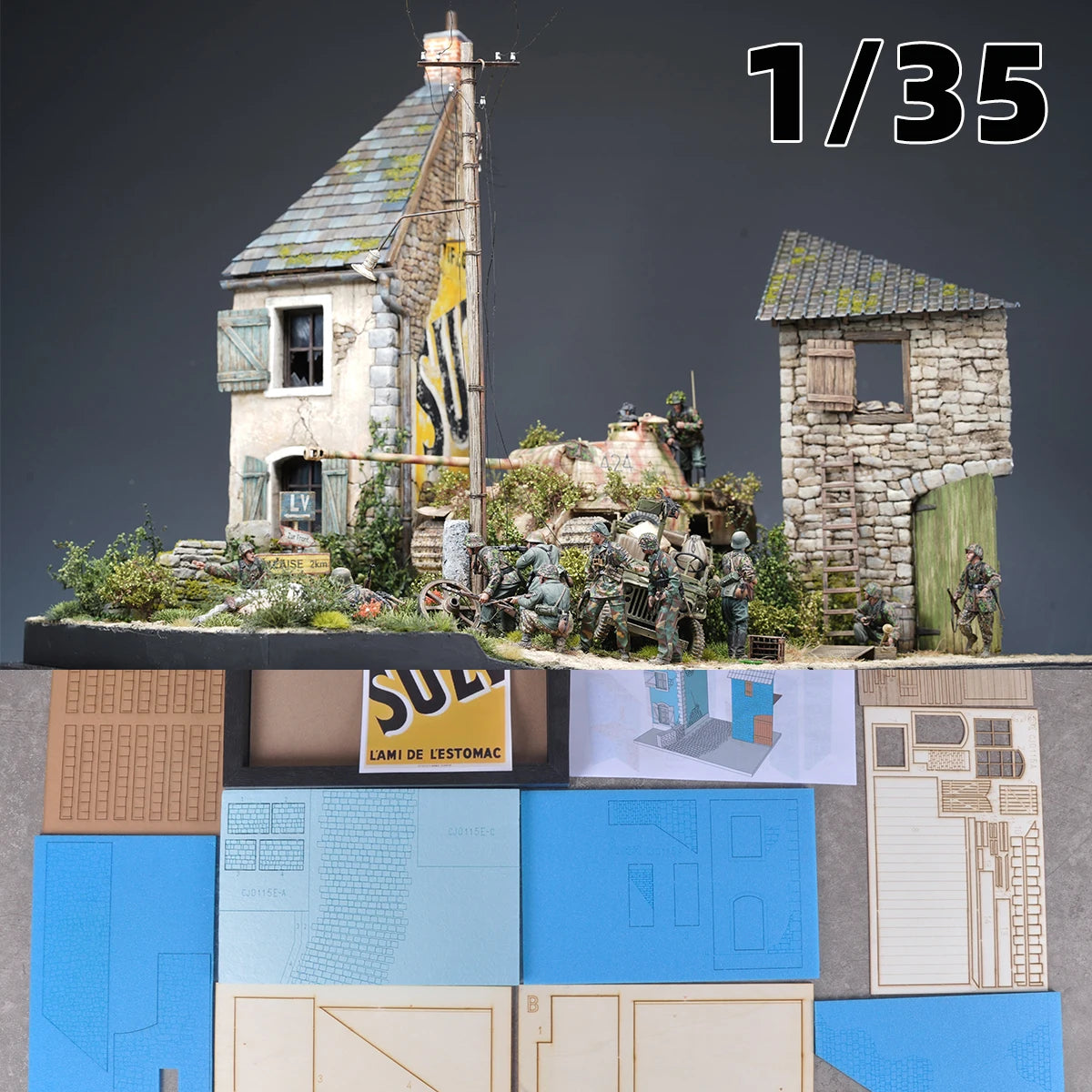 Assembly Architectural model sand table stone house Europeanizing architecture single building diorama Scale model kit 1/35