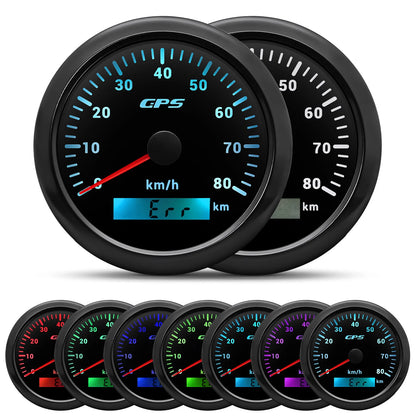 7 Color LED  30/60/80/120/200KMH 85MM GPS Speedometer Gauge with GPS Antenna For Motorcycle Boat Car Truck Speed Gauge 9-32V