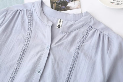 Slimming Short Sleeve Shirt for plus Size Women Stylish French Style Loose Fit Summer Top Single Button Closure Regular Length