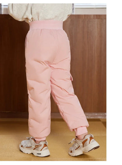 90% White Duck Down Kids Pants 2024 Winter Boys and Girls Thick Padded Trousers Children Warm Thermal Wind-Proof Sweatpants