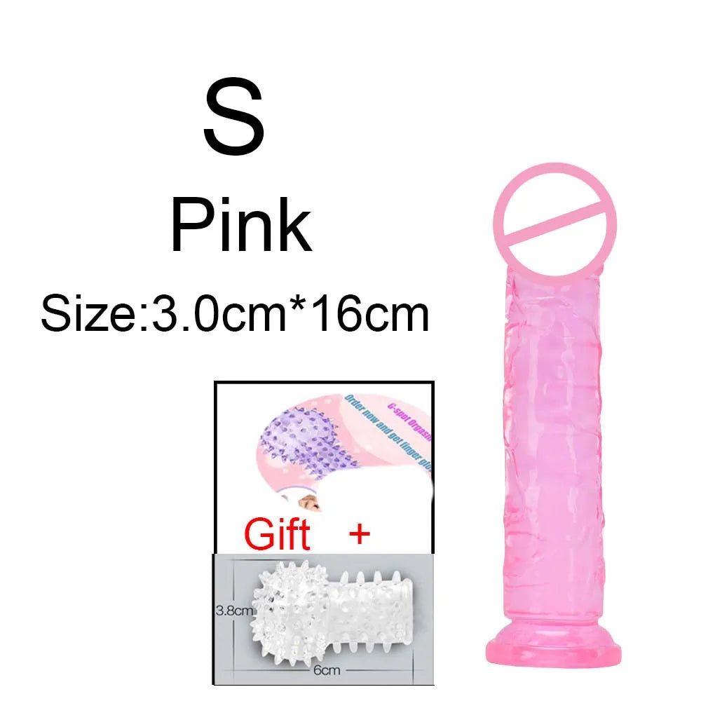 Cheap Women Erotic Anal 5 Colors Big Transparent Dildo Suction Cup Jelly Dick Sex Toys Soft Clitori Vaginal Masturbators Penis
