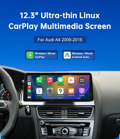 CN Road Top 8.9 12.3'' Touch Screen Multimedia Player Andriod Auto Link For Audi A4 S4 B8 2009-2015 GPS Carplay Display Car Play