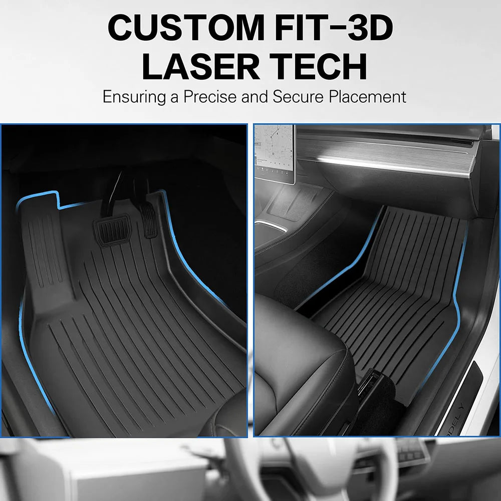 Floor Mats with Door Sill Protection Strip for Tesla Model Y Juniper 2025 2026 All-weather Floor Cargo Liner Trunk Backrest Pad