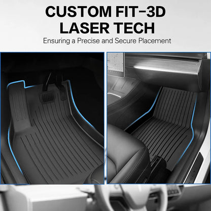 Floor Mats with Door Sill Protection Strip for Tesla Model Y Juniper 2025 2026 All-weather Floor Cargo Liner Trunk Backrest Pad