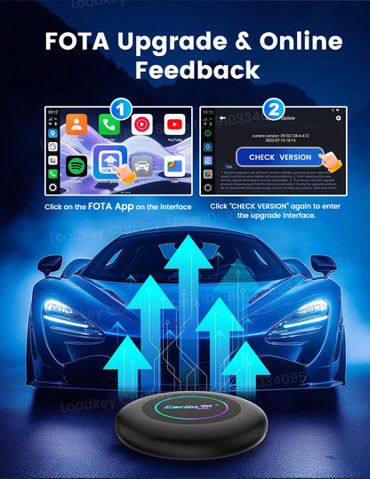 CarlinKit 3 In 1 Android 15 CarPlay Ai Box Wireless Adapter Android Auto Qualcomm SM6350 128GB 8-Core for Youtube Netflix FOTA