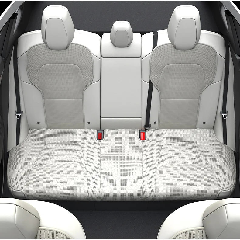For New Tesla ModelY Juniper 2025  PU Seat Cushion Punching Breathable Universal Split Car Seat Protector Interior Accessories