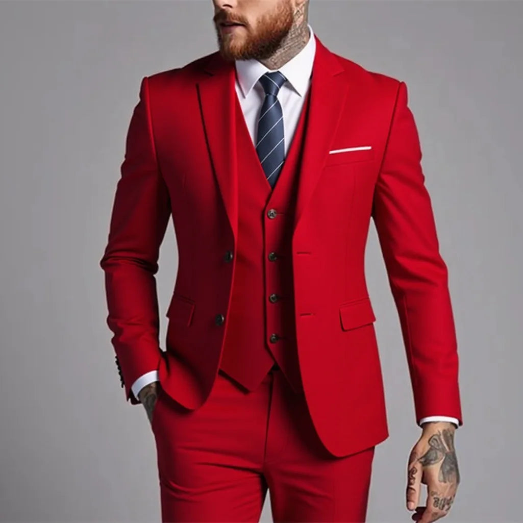 Four Seasons Single Breasted Business Suit for Men Stylish and Comfortable Office Wear