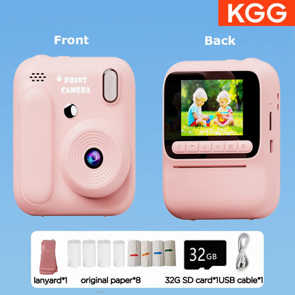 Kids Instant Camera Color Printing Camera 32GB 1080P Thermal Print Toys Camera Print Photo Video Games Music Children Gift