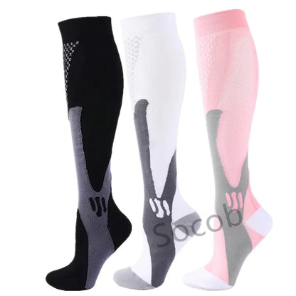 3/6/7 Pairs Compression Socks Women Medical Edema Running Socks Men Knee Length Cycling Socks  Football Basketball Outdoor trave