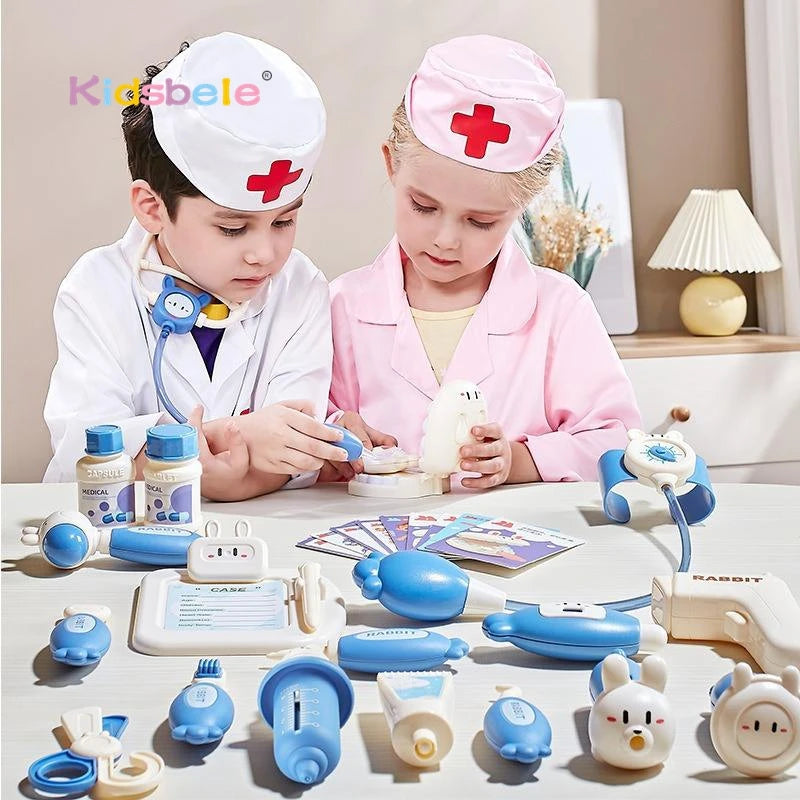 Rabbit Doctor Play Set for Kids Medical Kit Pretend Play Dentist Nurse Role Play Toy with Stethoscope Educational Learning Gift