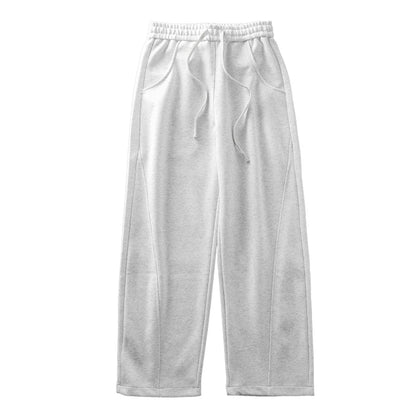DUKEEN 400G Heavyweight Men's Curved Seam Sweatpants Spring and Autumn New Grey Straight-Leg Loose Fit Sports Long Pants