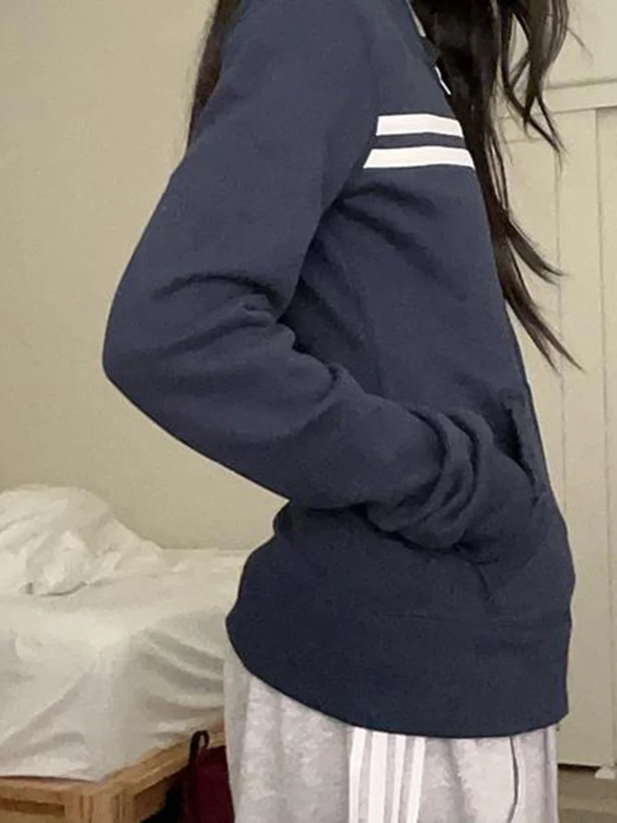 1977 Letter Embroidery Slim Zip-up Hoodies Women Autumn Long Sleeve Zipper Sweatshirts Sweet Vintage Casual Athletic Outerwear