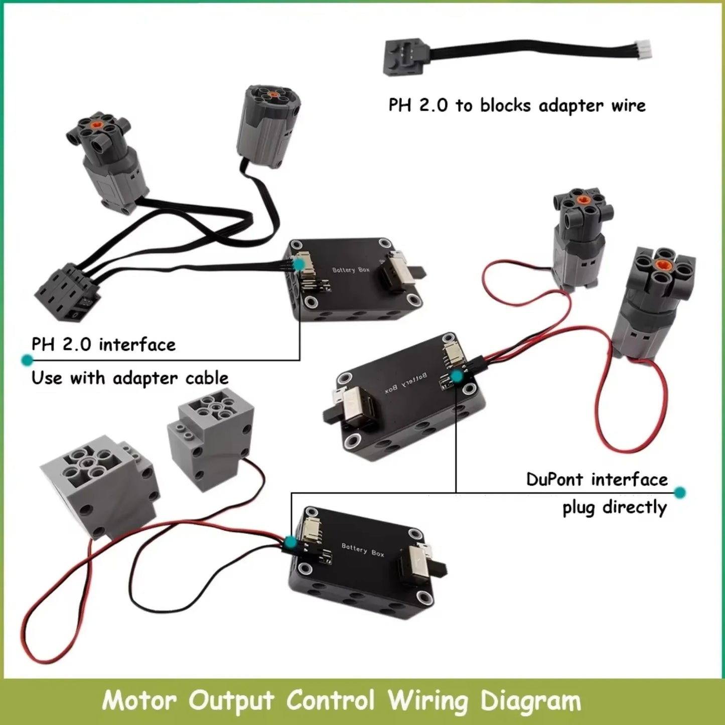 MOC Rechargeable 9V Battery Box Power Output Support M/L/XL Motor Forward/Reverse Control Compatible with Building Blocks Toys