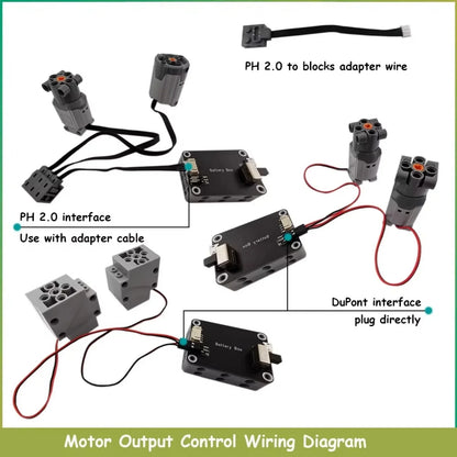 MOC Rechargeable 9V Battery Box Power Output Support M/L/XL Motor Forward/Reverse Control Compatible with Building Blocks Toys