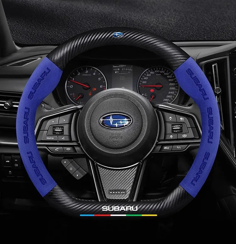 For Subaru STI Brz Wrx Xv Ascent Forester Outback Impreza Legacy Car Suede Carbon fiber Anti-slip Ventilate Steering Wheel Cover