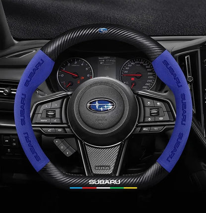 For Subaru STI Brz Wrx Xv Ascent Forester Outback Impreza Legacy Car Suede Carbon fiber Anti-slip Ventilate Steering Wheel Cover