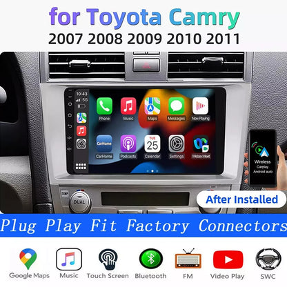 9" Android 14 Car Radio Multimedia Video Player 2 Din For Toyota Camry 2006 2007 2008 2009 2010 2011 GPS Navi Head Unit Carplay