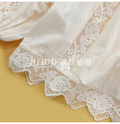 HEIDD Gentle Wave Collar Embroidered Heavy Work Loose Shirt Women's Spring 2026 Breathable Long Sleeve Cotton Gentle Style