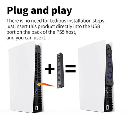 For PS5 Gaming Console Universal Cooling Fan PS5 Console Cooling Fan With LED Lights, Silent Noise Reduction Fan